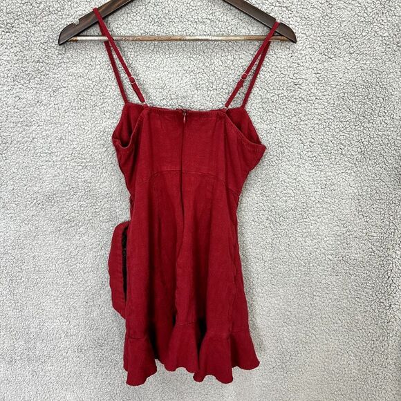 Princess Polly Caedere mini wrap dress red 8 ruffle sleeveless event party boho - Picture 4 of 8